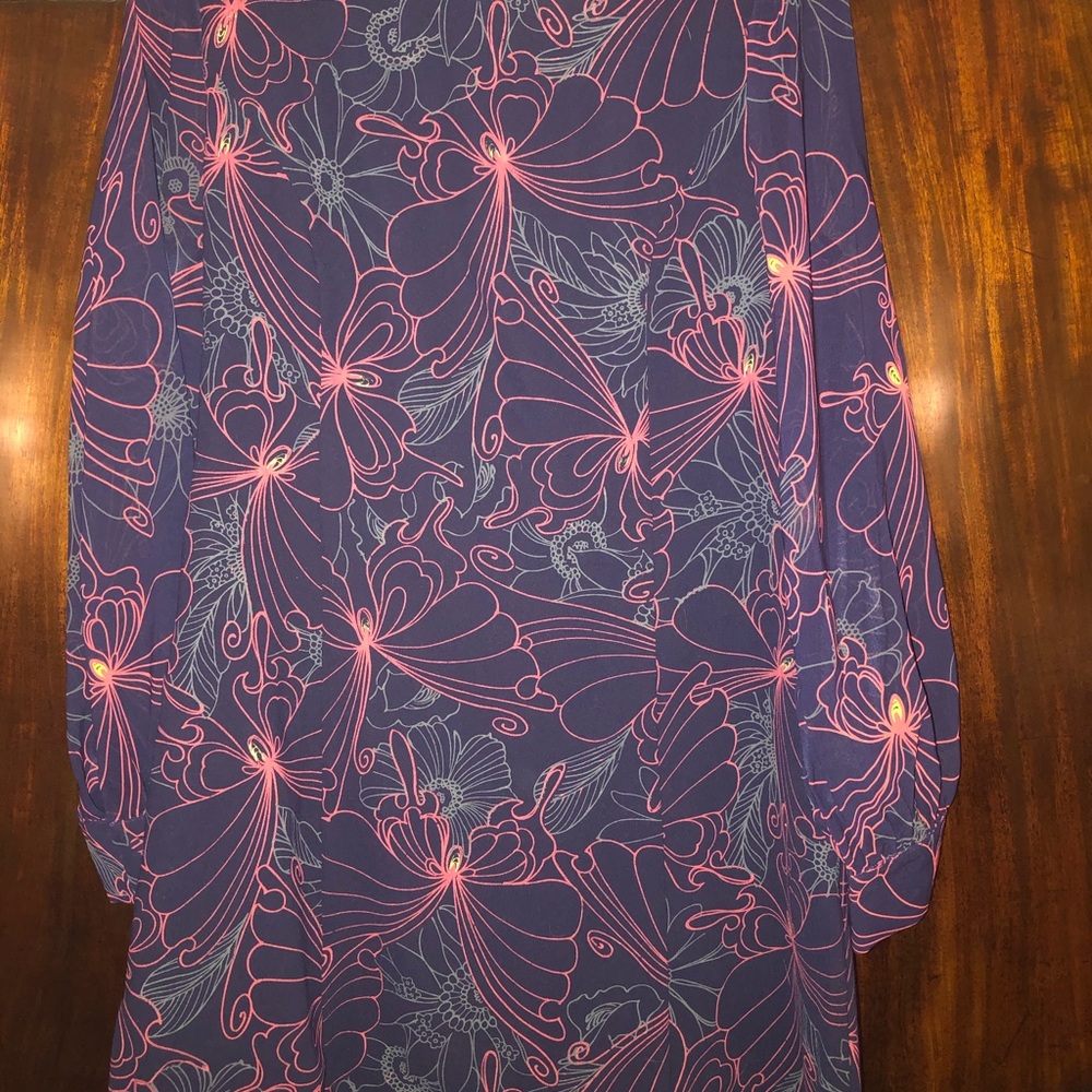 Julie Brown navy blue sheer long sleeve dress